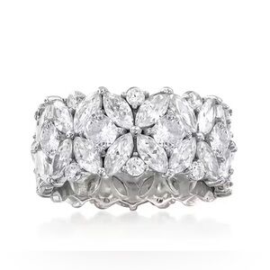 NWOT Silver-Tone Floral Ring sz 8 (7)